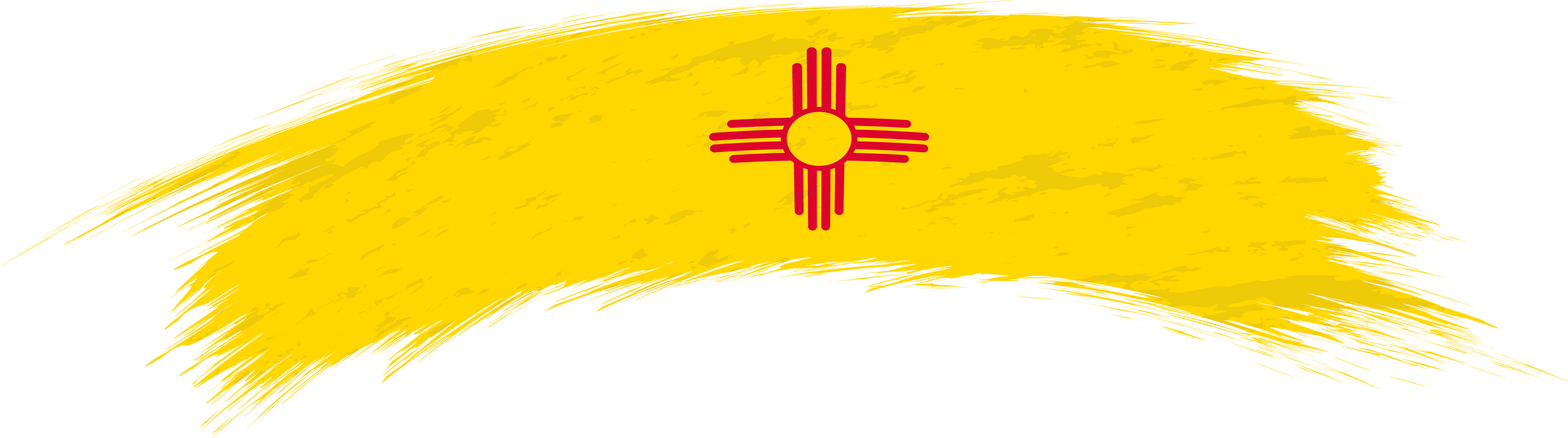 Flag of New Mexico in rounded grunge brush stroke.